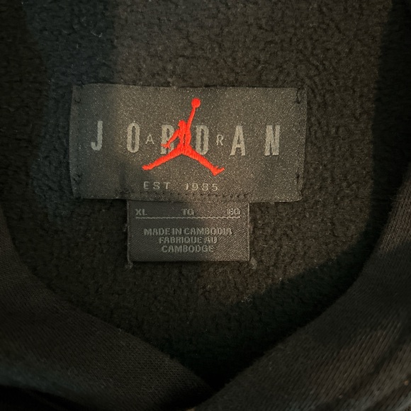 Jordan Black Hoodie with Red Logo Pattern - Picture 2 of 5